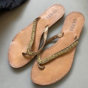 Guess Decorative Gold Sequin Flip Flips